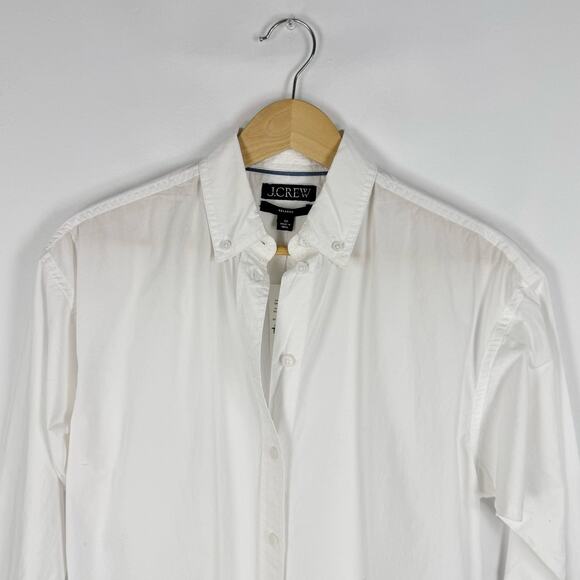 J Crew Shirt Womens 00 White Relaxed Fit Washed Cotton Poplin Long Sleeve - Picture 4 of 15